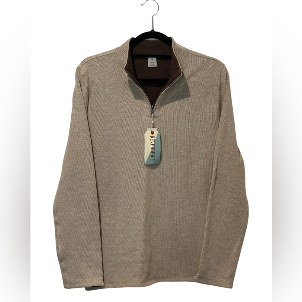 NWT Boys Class Club Beige/tan zippered pullover Sweater size 18/20
